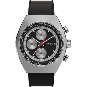Timex Men's Legacy Tonneau Chronograph 42mm Watch - Black Strap Black Dial Stainless Steel Case in Kuwait