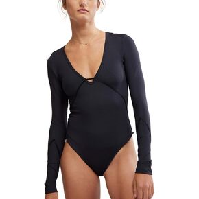 Free People Womens Victoria Plunge Bodysuit in Kuwait