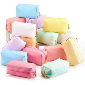 Kigeli 15 Pcs Aesthetic Makeup Bags PU Leather Cosmetic Pouches Waterproof Plain Toiletry Bags Makeup Pouches Bulk for Women Party Gift Travel Storage Organizer(Pink Series) in Kuwait