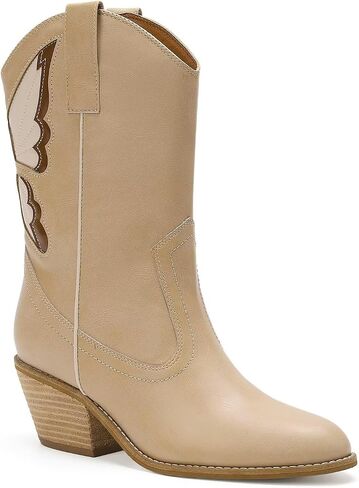 Women's Butterfly Western Booties Cowboy Boots Stacked Block Heel Boots Cowgirl Boots Pointed Toe Boots in Kuwait