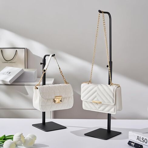 pickpiff 3 Pack Purse Holder Handbag Display Stand: Black Hanger Rack for Bags, Purses, and Wreath, Adjustable Hook Stand for Tabletop, Closet, and Retail Use for Vendors in Kuwait