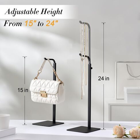 pickpiff 3 Pack Purse Holder Handbag Display Stand: Black Hanger Rack for Bags, Purses, and Wreath, Adjustable Hook Stand for Tabletop, Closet, and Retail Use for Vendors in Kuwait