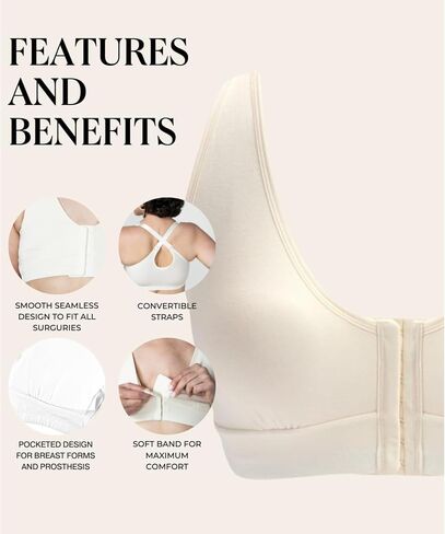 AnaOno Post-Surgical Pocketed Recovery Mastectomy Bra - Soft Compression Bra with Breast Pad Inserts in Kuwait