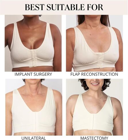 AnaOno Post-Surgical Pocketed Recovery Mastectomy Bra - Soft Compression Bra with Breast Pad Inserts in Kuwait