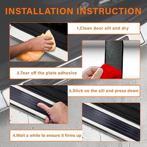 4PCS Car Door Sill Protector, Universal Threshold Protection for Car, Automotive Rubber Scratch Resistant Entry Sill Guards, Doors Edge Step Dust Shield Cover for Car/SUV in Saudi Arabia