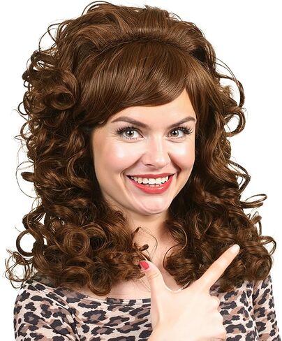 Blonde Long Curly Wig with Bangs, Vintage Costume Wig for Women in Kuwait
