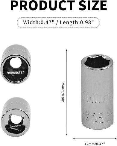YXQ 10mm Sockets, 6 Point 1/4 Inch Drive Shallow Socket Set, 20Pcs in Kuwait