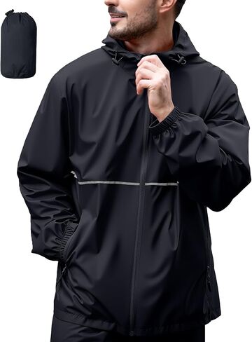 ZITY Men's Rain Jacket Waterproof with Hood Lightweight Raincoat for Golf Hiking Camping Cycling in Kuwait