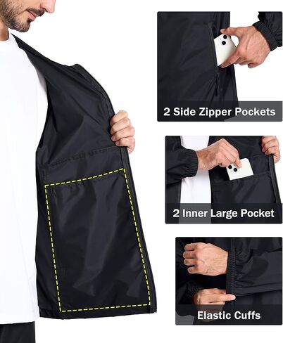 ZITY Men's Rain Jacket Waterproof with Hood Lightweight Raincoat for Golf Hiking Camping Cycling in Kuwait