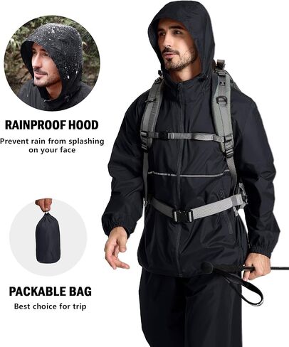 ZITY Men's Rain Jacket Waterproof with Hood Lightweight Raincoat for Golf Hiking Camping Cycling in Kuwait