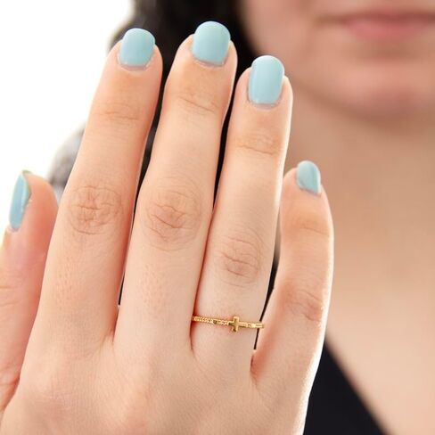 Silver Smile 18K Gold Vermeil Cross Ring-حلقة بيان مستوحاة in Kuwait