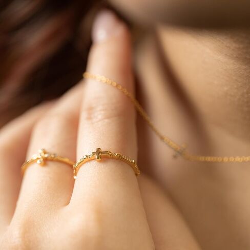 Silver Smile 18K Gold Vermeil Cross Ring-حلقة بيان مستوحاة in Kuwait