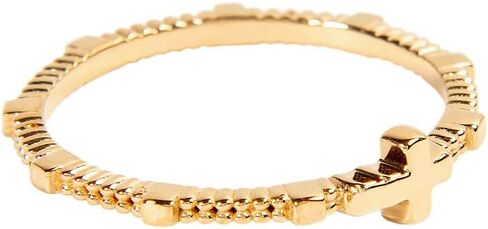 Silver Smile 18K Gold Vermeil Cross Ring-حلقة بيان مستوحاة in Kuwait