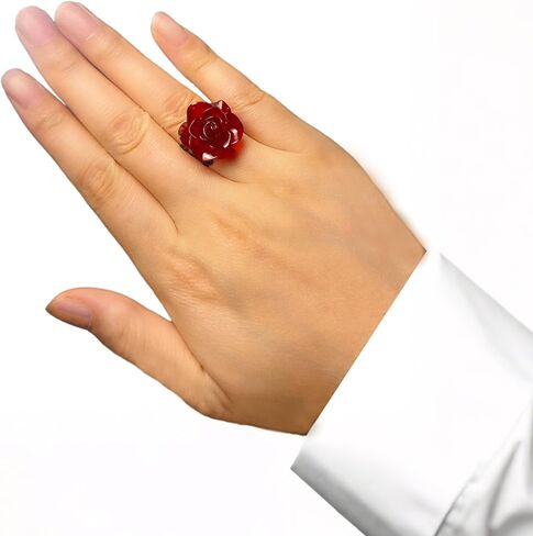 Vintage Red Rose Flower Rings Black Rose Band Rings Punk Gothic Open Statement Adjustable Flower Rings for Women Valentine Halloween Party Jewelry in Saudi Arabia