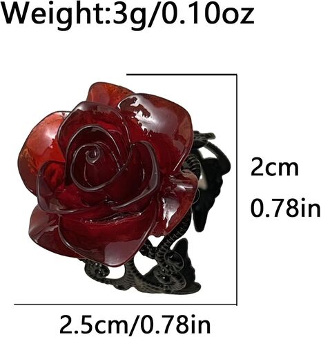 Vintage Red Rose Flower Rings Black Rose Band Rings Punk Gothic Open Statement Adjustable Flower Rings for Women Valentine Halloween Party Jewelry in Saudi Arabia