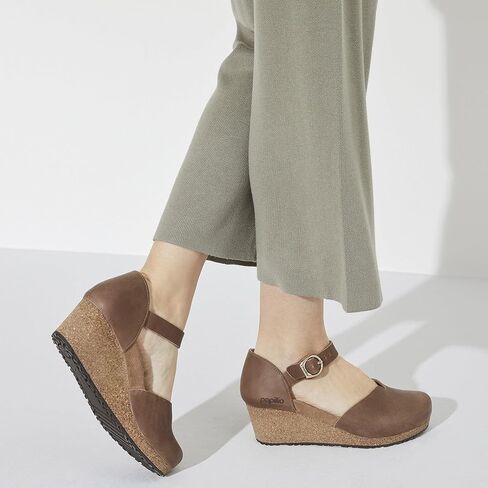 Birkenstock Papillio Mary Wedge Sandal - Leather Cognac Leather 1 EU 36 (US Women's 5-5.5) ضيق in Kuwait
