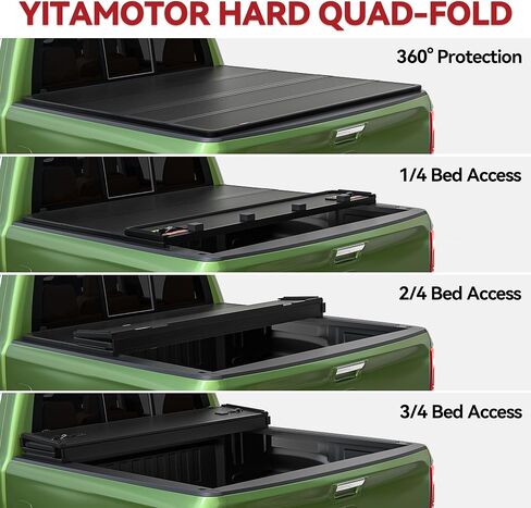 yitamotor رباعية أضعاف الشاحنة الصلبة تغطية Tonneau يناسب Ford F-150 F150 2015-2025 مع سرير 5.5 قدم ، وغطاء سرير الألمنيوم الشاقية in Saudi Arabia