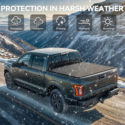 yitamotor رباعية أضعاف الشاحنة الصلبة تغطية Tonneau يناسب Ford F-150 F150 2015-2025 مع سرير 5.5 قدم ، وغطاء سرير الألمنيوم الشاقية in Saudi Arabia
