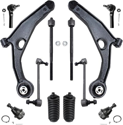 Detroit Axle - Front 12pc Suspension Kit لـ 09-15 Dodge Journey 2009 2010 2011 2012 2013 2014 ، 2 Lower Control Arms 2 Lower Ball Comborts 2 Sway Bars 4 Tie Rods 2 Boots Replication in Saudi Arabia