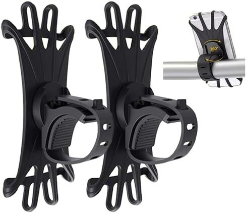 [2 Pack] Universal Bike Phone Mounts Compatible with iPhone16 Pro max/15/14/13,4.7-6.8 Inches Phones.360° Rotatable Phone Holder Use for Motorcycle,Baby Stroller, Shopping cart,Treadmill etc. in Saudi Arabia