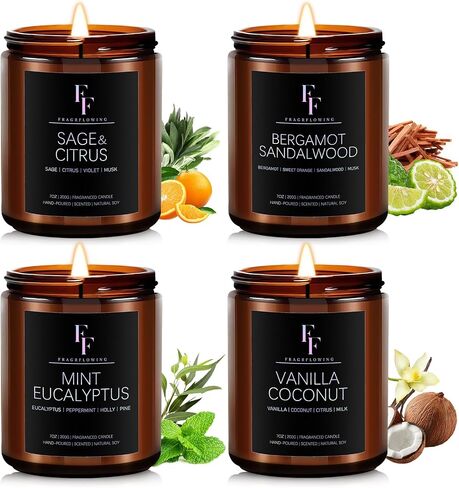 شموع معطرة بالأوكالبتوس والمريمية لشمعة العلاج العطري المنزلية، جرة شمع الصويا الطبيعي 7 أونصة، جرة بيضاء in Kuwait