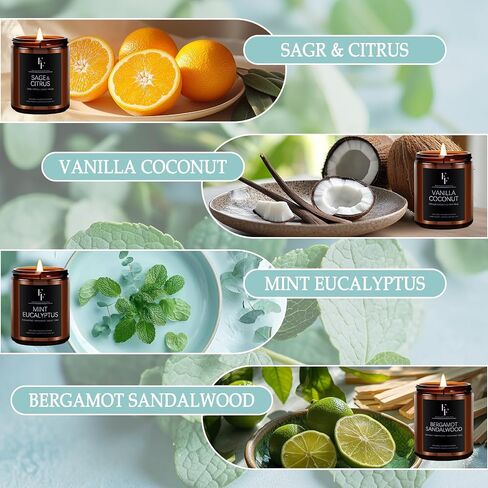 شموع معطرة بالأوكالبتوس والمريمية لشمعة العلاج العطري المنزلية، جرة شمع الصويا الطبيعي 7 أونصة، جرة بيضاء in Kuwait