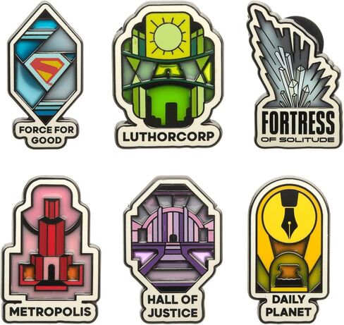 Superman Movie Stained Glass Pin Set (6pcs) in Saudi Arabia