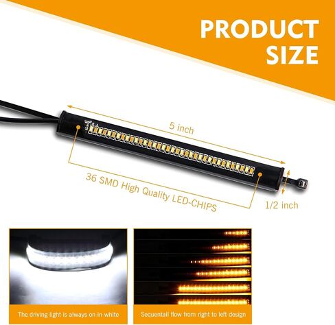 2PCS دراجة نارية LED LED ضوء الإشارة ، الإشارات المنعطف LED Switchback ، الإشارات الأمامية للدراجة النارية ، شريط Switchback Dual-Color Switchback مرنة ، Universal للدراجات النارية in Saudi Arabia