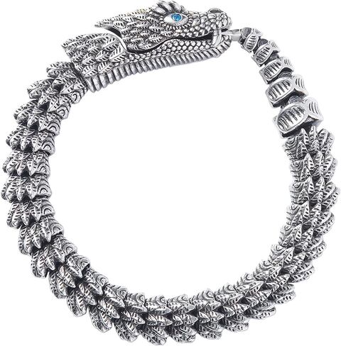 سوار Oidea Retro Gothic Snake للرجال: Silver Tone Punk Dragon Scale Snake Link Bracelet Viking Viking Stains Stains Steel Mens Male Gift in Kuwait