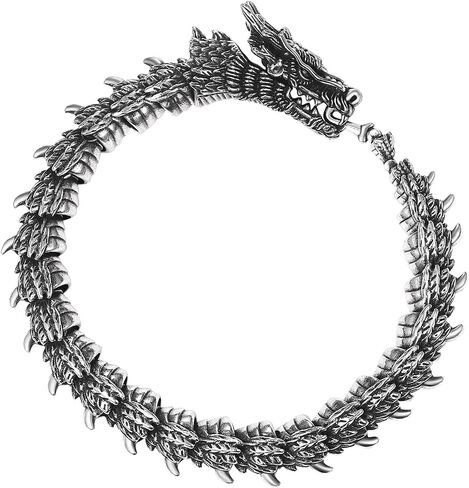 سوار Oidea Retro Gothic Snake للرجال: Silver Tone Punk Dragon Scale Snake Link Bracelet Viking Viking Stains Stains Steel Mens Male Gift in Kuwait