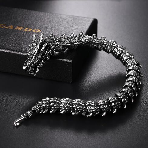 سوار Oidea Retro Gothic Snake للرجال: Silver Tone Punk Dragon Scale Snake Link Bracelet Viking Viking Stains Stains Steel Mens Male Gift in Kuwait