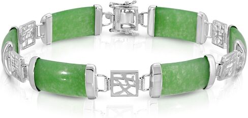 GREEN JADE Link Bracelet. 7 Jade link section Bracelet in Sterling Silver. Best gift for her and for him. 8.5 Inches. Jade LOVER. in Saudi Arabia