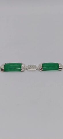 GREEN JADE Link Bracelet. 7 Jade link section Bracelet in Sterling Silver. Best gift for her and for him. 8.5 Inches. Jade LOVER. in Saudi Arabia
