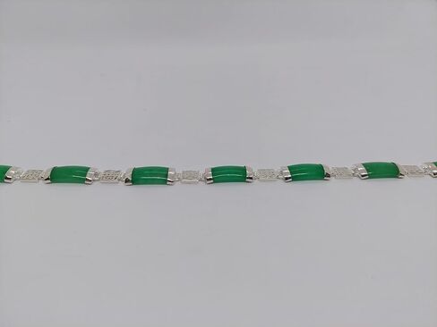 GREEN JADE Link Bracelet. 7 Jade link section Bracelet in Sterling Silver. Best gift for her and for him. 8.5 Inches. Jade LOVER. in Saudi Arabia