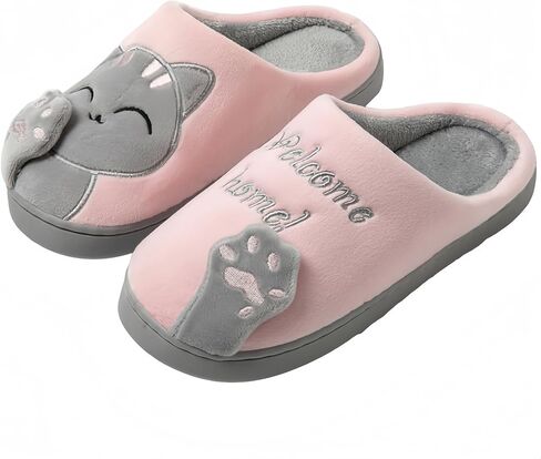 Cat Slippers for Women and Men with Soft Plush Upper Memory Foam Insole and Non Slip Sole Cute Indoor House Shoes for All Season Use Cozy Unisex Design in Saudi Arabia