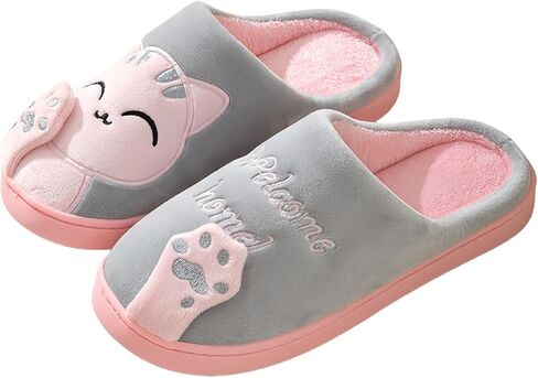 Cat Slippers for Women and Men with Soft Plush Upper Memory Foam Insole and Non Slip Sole Cute Indoor House Shoes for All Season Use Cozy Unisex Design in Saudi Arabia