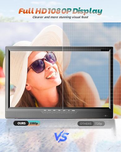 تلفزيون ديسوبري 19 بوصة محمول للتخييم، تلفزيون بطارية 8000 مللي أمبير في الساعة محمول لانقطاع التيار الكهربائي، حامل قابل للتعديل 180 درجة، مدخل HDMI 1080 بكسل، مدخل AV، USB، تلفزيون صغير للمطبخ وغرفة النوم والتخييم والفناء RV، بدون واي فاي in Kuwait