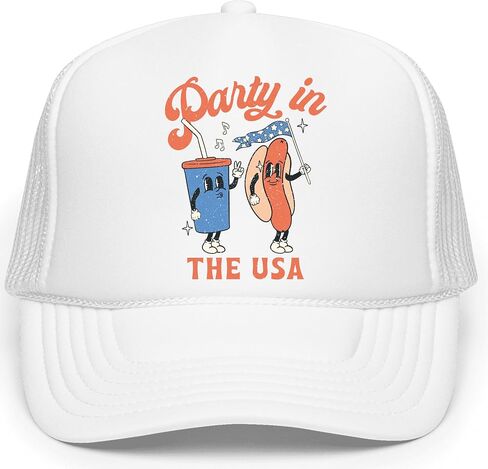 Party in The USA 4th of July Hot Dog Hat Classic 5 Panel Mesh Snap Back in Saudi Arabia