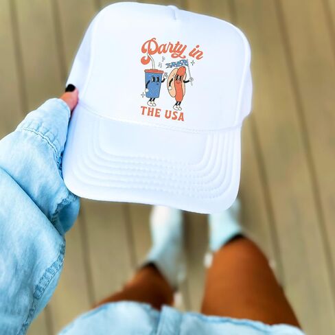 Party in The USA 4th of July Hot Dog Hat Classic 5 Panel Mesh Snap Back in Saudi Arabia
