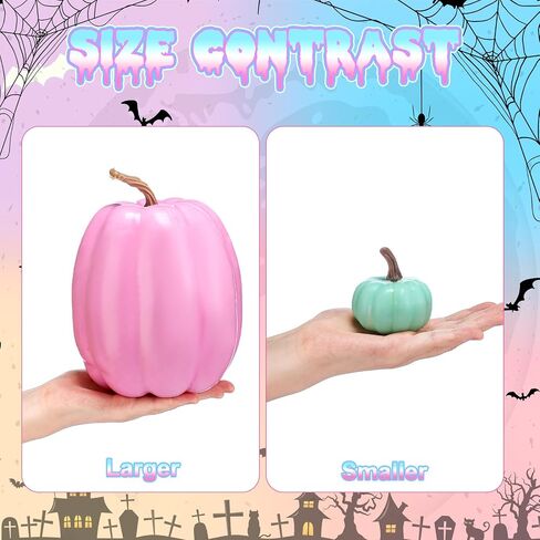 16 Pcs Neon Pumpkins Halloween Fall Neon Decor Colorful Artificial Pumpkin Bulk Assorted Size Harvest Hot Pink Purple Green Blue Fake Foam Pumpkin for Thanksgiving Autumn Halloween Farmhouse in Kuwait