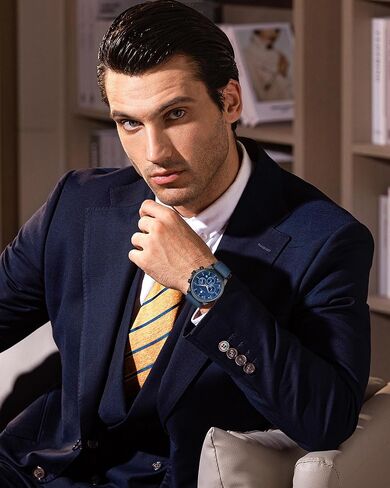BY BENYAR Watches for Men Chronograph Waterproof Men's Wrist Watches Business Work Casual Sport Fashion Blue Leather Mens Dress Watch Unique Elegant Gifts for Men in Saudi Arabia