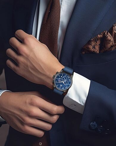 BY BENYAR Watches for Men Chronograph Waterproof Men's Wrist Watches Business Work Casual Sport Fashion Blue Leather Mens Dress Watch Unique Elegant Gifts for Men in Saudi Arabia