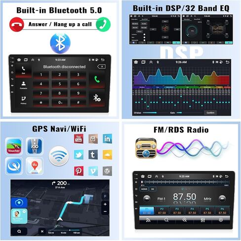 راديو ستيريو للسيارة 2G+32G Android 13 لسيارة Mazda 5 2005-2010، CarPlay اللاسلكي ونظام الملاحة GPS التلقائي بنظام Android، شاشة لمس عالية الدقة 9 بوصات بلوتوث مع وصلة مرآة 28UI WiFi/FM/RDS/SWC+كاميرا احتياطية وميكروفون in Saudi Arabia