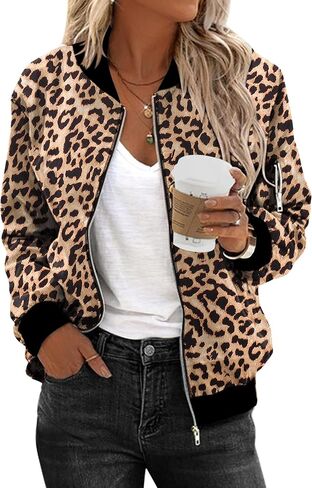 Zeagoo Women's Bomber Jacket Casual Coat Zip Up Outerwear Windbreaker with Pockets S-XXL in Saudi Arabia