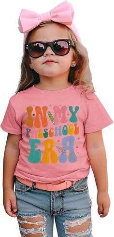 Kekemi Toddler Girls in My Preschool Era Terts اليوم الأول من School T-Shirt Kids Back to School Toffit Tops Pre-K Tops in Saudi Arabia