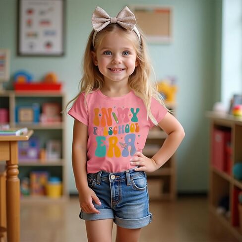 Kekemi Toddler Girls in My Preschool Era Terts اليوم الأول من School T-Shirt Kids Back to School Toffit Tops Pre-K Tops in Saudi Arabia