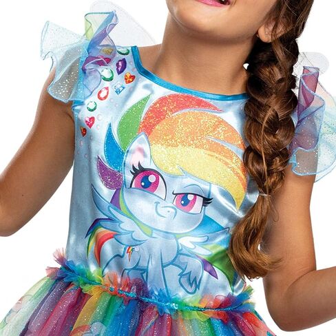 Rainbow Dash Costume for Girls, Official My Little Pony Deluxe Kids Character Dress Outfit in Saudi Arabia