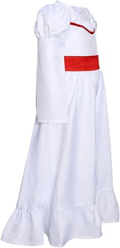 Horror Movie Annabelle Costume Adult Kids Anna Cosplay White Dress with Waistband Annabelle Wig Halloween Suits in Kuwait