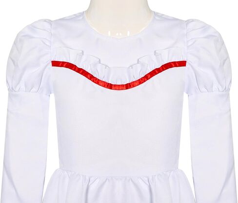Horror Movie Annabelle Costume Adult Kids Anna Cosplay White Dress with Waistband Annabelle Wig Halloween Suits in Kuwait