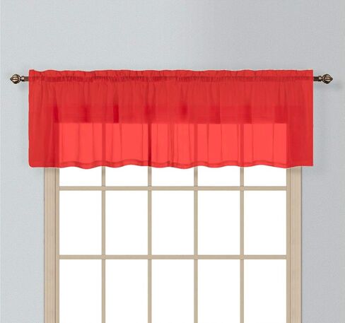 1pc معالجة نافذة Voile الشديدة الفوز بالمطابخ والحمامات والأقبية والمزيد (أحمر ، 55 "× 14") in Saudi Arabia